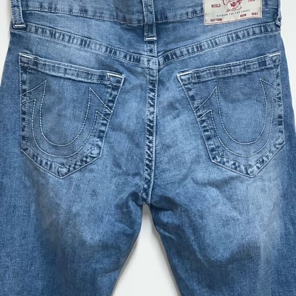 True Religion Ricky Relaxed Straight Leg Light Wash Mens Jeans Sz 33 - Picture 4 of 7